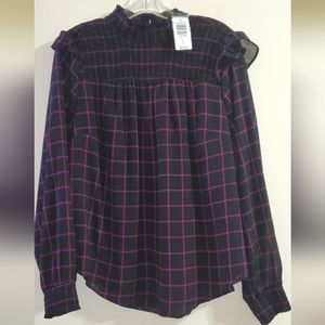 3 for $25 promo [0/Size 12]  Torrid ~ Chiffon Lined Plaid Long-sleeved T…